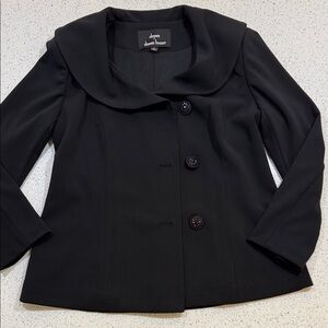Dennis by Dennis Basso Black Wide Collar Button-Front Women's Jacket